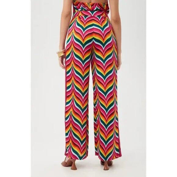 Trina Turk Spring Street Colorful Patterned High Rise Wide Leg Pants 4 - Picture 2 of 9
